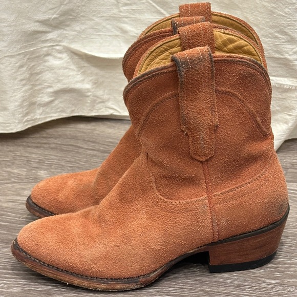 Tecovas The Lucy Desert Rose Suede Cowboy Western Ankle Boots Sz 5 Boho Festival